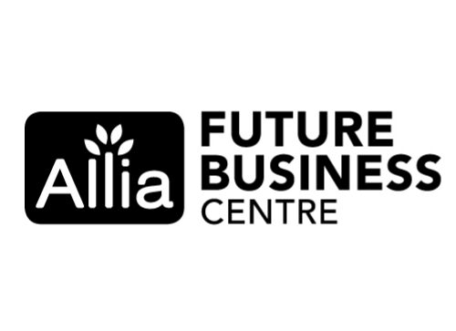 Allia Future Business Centre logo featuring an icon of sprouting seeds on the left and the text "Allia" inside a black rectangle. "Future Business Centre" is written in bold black letters to the right of the rectangle.